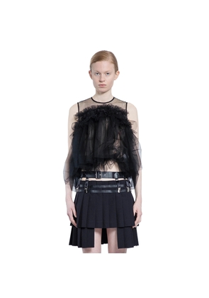 Ruffled Tulle Crop Top