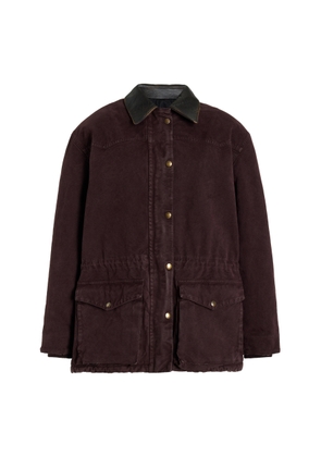 Prada Leather-Trimmed Denim Utility Jacket - Moda Operandi