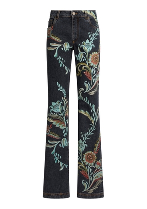 Etro Hand-Painted Denim Flared Jeans - Moda Operandi