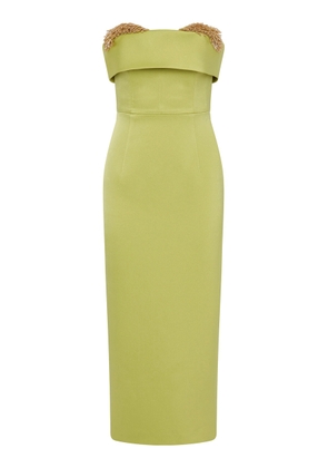 Rachel Gilbert Laira Beaded Satin Midi Dress - Moda Operandi