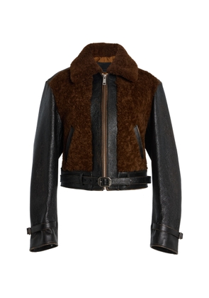 Prada Shearling-Trimmed Leather Jacket - Moda Operandi