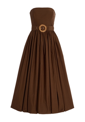 Cara Cara Anisha Belted Strapless Linen Bubble-Hem Midi Dress - Moda Operandi