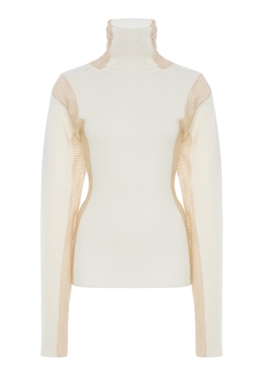 Diotima Crochet-Detailed Wool-Blend Turtleneck Top - Moda Operandi