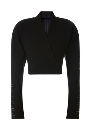 ALAÏA Pin-Detailed Wool-Blend Cropped Wrap Jacket - Moda Operandi