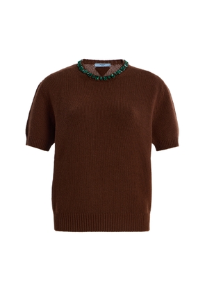Prada Embellished Wool-Cashmere Sweater - Moda Operandi