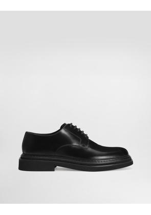 Dolce & Gabbana Brushed Calfskin Derby - Man Lace-ups Black Leather 40