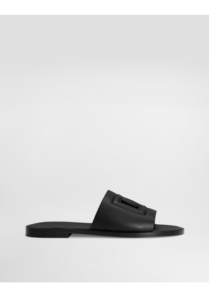 Dolce & Gabbana Calfskin Sliders - Man Sandals And Slides Black Leather 39