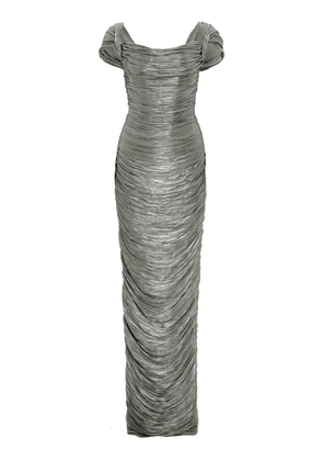 Marmar Halim Ruched Silk Satin Off-The-Shoulder Gown - Moda Operandi