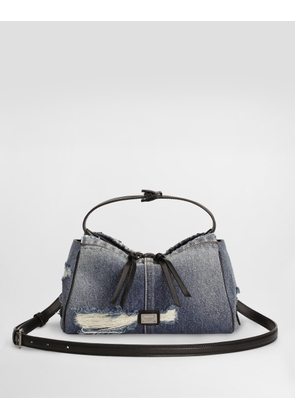 Dolce & Gabbana Vittoria Denim Patchwork Shoulder Bag - Man Crossbody Bags Blue Onesize