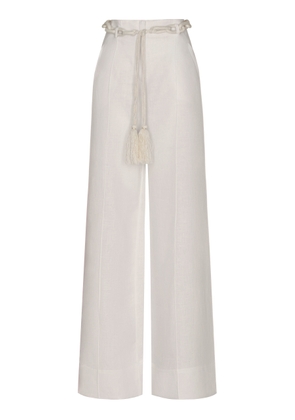 Andres Otalora Senda Ecru Belted Linen Pants - Moda Operandi