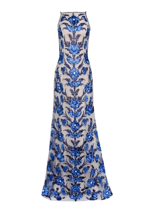 Naeem Khan Embroidered Organza Halter Gown - Moda Operandi