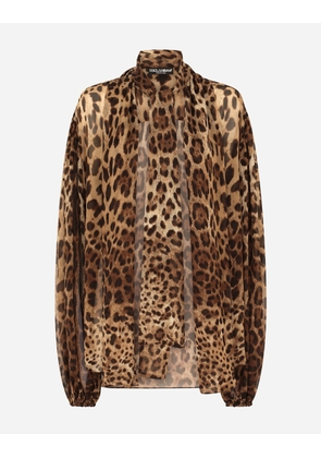 Dolce & Gabbana Leopard-print Chiffon Shirt - Woman Shirts And Tops Animal Print 44