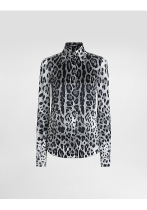Dolce & Gabbana Leopard-print Silk Satin Shirt - Woman Shirts And Tops Print 40