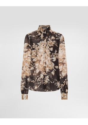 Dolce & Gabbana Rose-print Chiffon Shirt - Woman Shirts And Tops Print 42