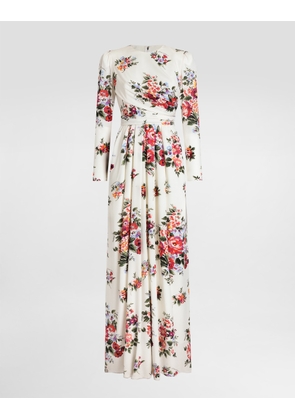 Dolce & Gabbana Flower Bouquet-print Charmeuse Dress - Woman Dresses Multicolor 44