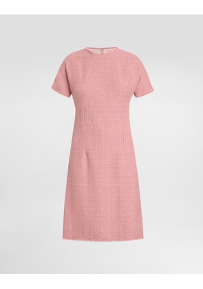 Dolce & Gabbana Raschel Tweed Midi Dress With Dg Logo - Woman Dresses Pink 40