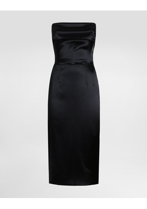 Dolce & Gabbana Satin Calf-length Corset Sheath Dress - Woman Dresses Black Satin 48
