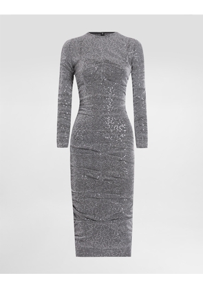 Dolce & Gabbana Sequined Draped Calf-length Dress - Woman Dresses Silver 38