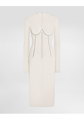 Dolce & Gabbana Lace Calf-length Dress With Corset Detailing - Woman Dresses White 44