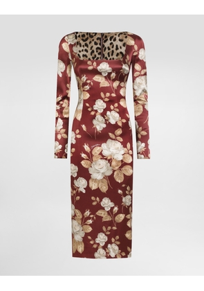 Dolce & Gabbana Vintage Rose-print Satin Dress - Woman Dresses Print 46