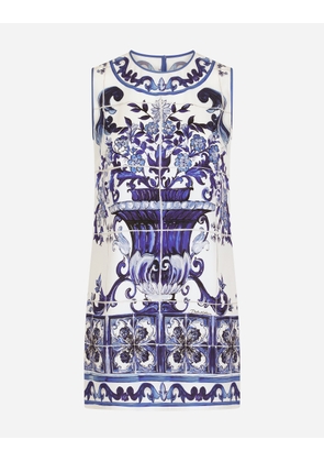 Dolce & Gabbana Majolica-print Charmeuse Top - Woman Shirts And Tops Blue 42