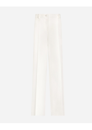 Dolce & Gabbana Flared Double Crepe Pants - Woman Pants And Shorts White Silk 42