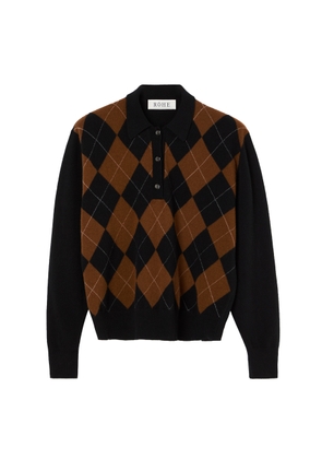 Róhe Checked Compact-Knit Wool Polo Sweater - Moda Operandi