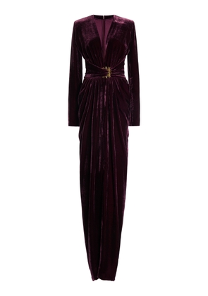 Zuhair Murad Deep V-Neck Velvet Dress - Moda Operandi