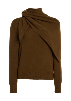 Oscar de la Renta Scarf-Detailed Cashmere Sweater - Moda Operandi