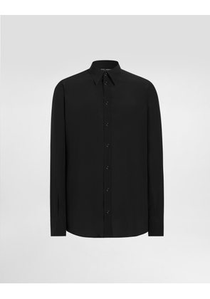 Dolce & Gabbana Silk Crêpe De Chine Martini Shirt - Man Shirts Black Silk 41