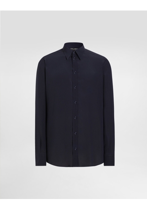 Dolce & Gabbana Silk Crêpe De Chine Martini Shirt - Man Shirts Blue Silk 39