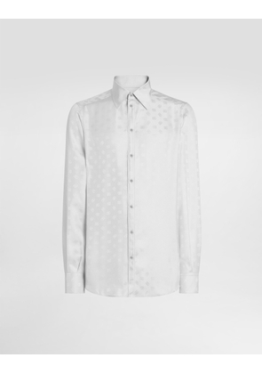 Dolce & Gabbana Dg Logo Martini Shirt In Jacquard - Man Shirts Gray 38