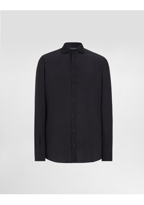 Dolce & Gabbana Stretch Cotton Poplin Martini Shirt - Man Shirts Blue Cotton 40