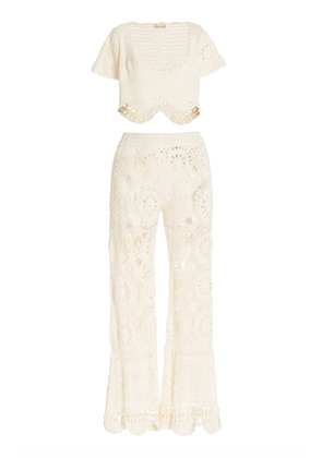 Akoia Swim Bunga Crocheted Cotton Pants and Top Set - Moda Operandi