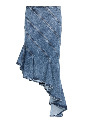 ALAÏA Spiral Denim Midi Skirt - Moda Operandi