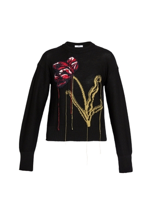 Erdem Flower-Embroidered Merino-Wool Sweater - Moda Operandi