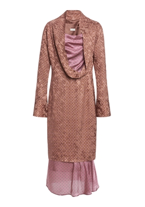 Dries Van Noten Delsey Draped Silk-Jacquard Midi Dress - Moda Operandi