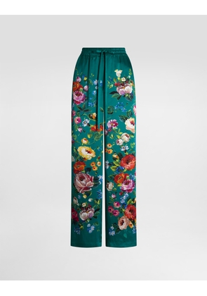 Dolce & Gabbana Rose-print Satin Vanity Trousers - Woman Collection Multicolor 40