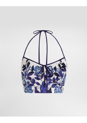 DG EXCLUSIVE Dolce & Gabbana Majolica-print Cotton Satin Top - Woman Shirts And Tops Blue 48