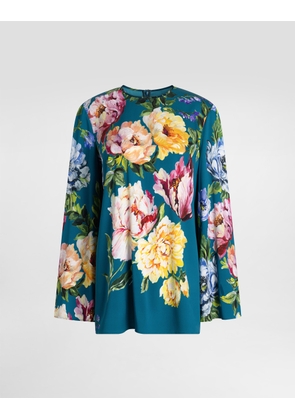 Dolce & Gabbana Peony-print Charmeuse Top - Woman Collection Multicolor 42