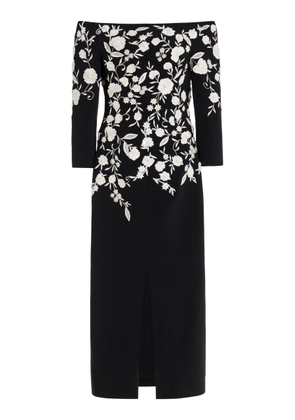 Carolina Herrera Embroidered Off-The-Shoulder Cady Dress - Moda Operandi