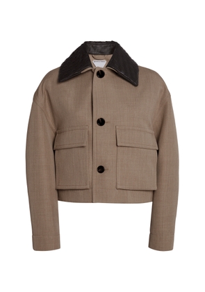Bottega Veneta Intrecciato-Collar Wool-Twill Jacket - Moda Operandi