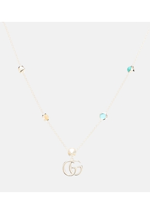 Gucci Double G mother-of-pearl and topaz-embellished sterling silver necklace