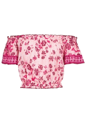 Poupette St Barth Camilla floral off-shoulder blouse
