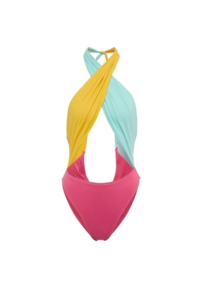 Reina Olga Colorblocked cutout swimsuit