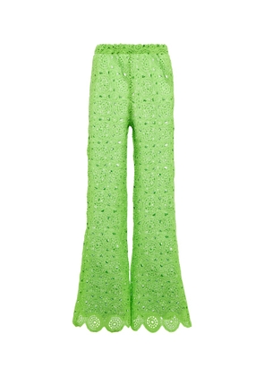 Rotate Nola crochet cotton-blend flared pants