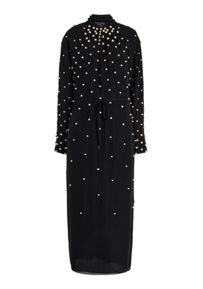 Oscar de la Renta Pearl-Embellished Silk-Georgette Midi Dress - Moda Operandi