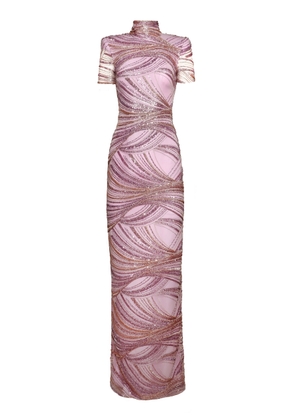 Naeem Khan Beaded Mock-Neck Gown - Moda Operandi