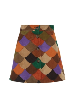 Miu Miu Scalloped Patchwork Skirt  - Moda Operandi