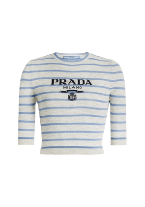 Prada Striped Ribbed-Knit Wool Top - Moda Operandi